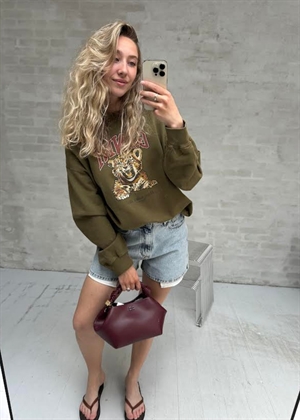 Isoli crewneck tiger print Military Olive A1060079 Ganni 